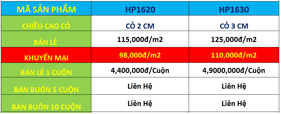 Thảm cỏ nhân tạo loại 16 mũi